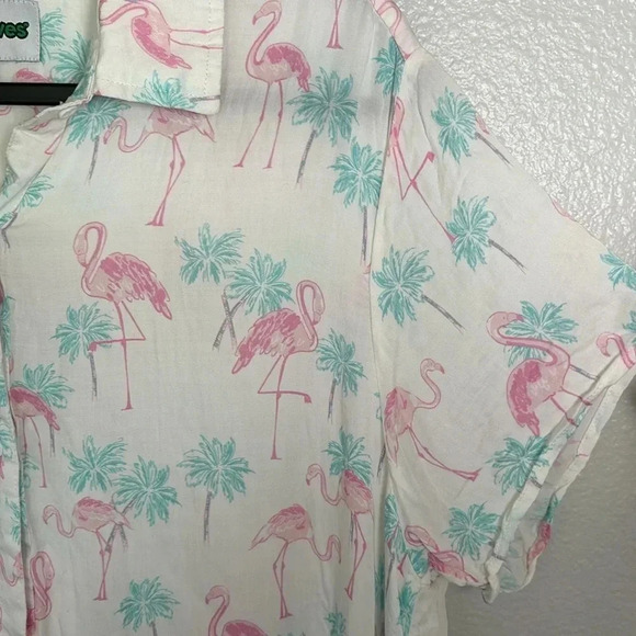 Tipsy Elves Single and Ready to Flamingle Hawaiian Button Up - Picture 5 of 8